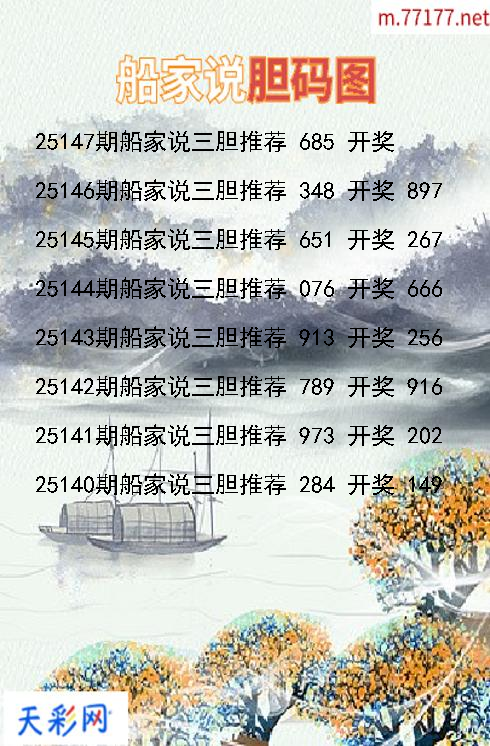 第25146期福彩3d船家说胆码图