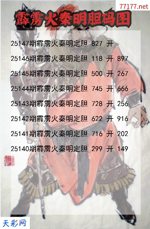 霹雳火秦明第25146期福彩3d胆码图