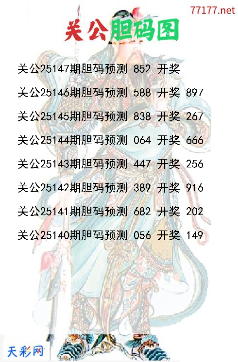 d关公第25146期胆码图
