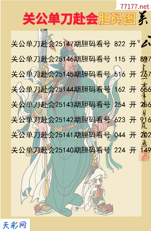 第25146期3d关公单刀赴会胆码图