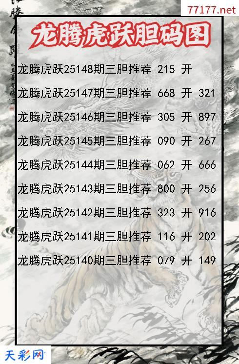 龙腾虎跃第25147期福彩3d胆码图