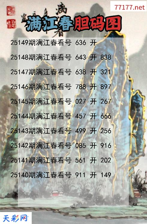 福彩3d第25148期满江春胆码图