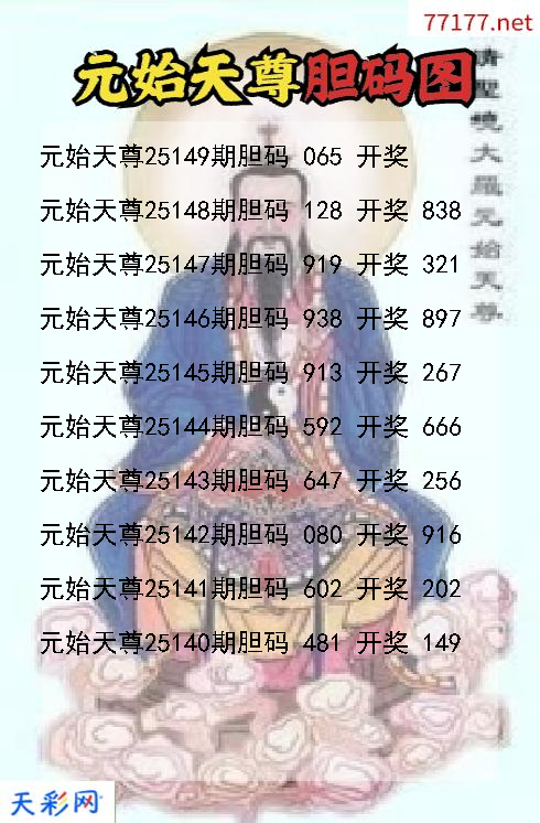 福彩3d元始天尊第25148期胆码图