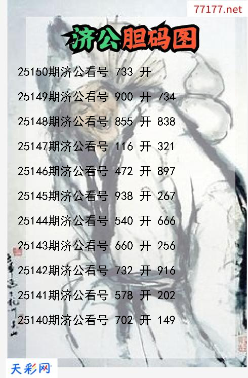 第25149期3d济公胆码图