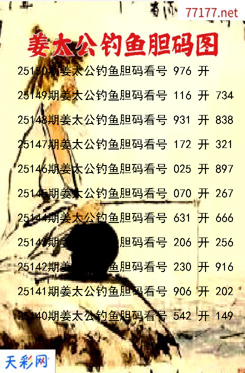 第25149期3d姜太公钓鱼胆码图
