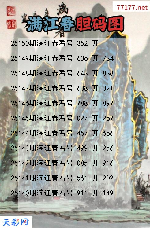 福彩3d第25149期满江春胆码图