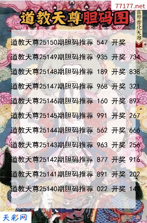 3d第25149期道教天尊胆码图