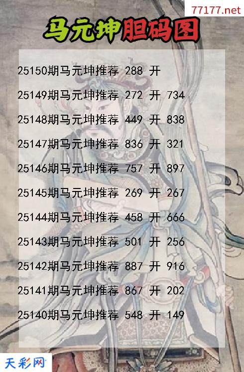 第25149期福彩3d马元坤胆码图