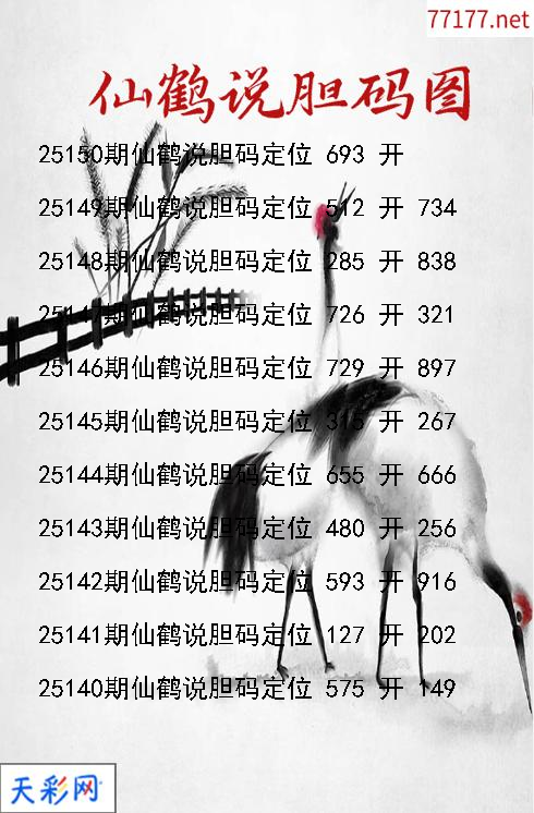 3d第25149期仙鹤说胆胆码图