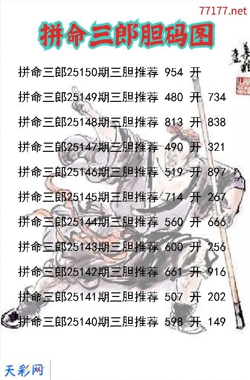 拼命三郎第25149期福彩3d胆码图