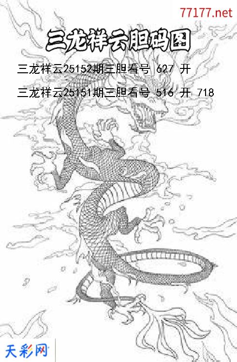 第25151期福彩3d三龙祥云胆码图