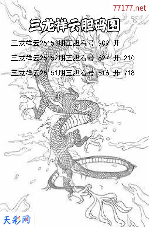 第25152期福彩3d三龙祥云胆码图