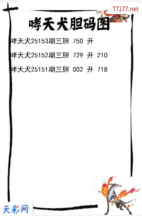 哮天犬第25152期3d胆码图