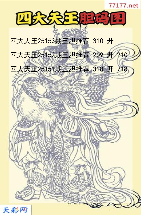 3d第25152期四大天王胆码图