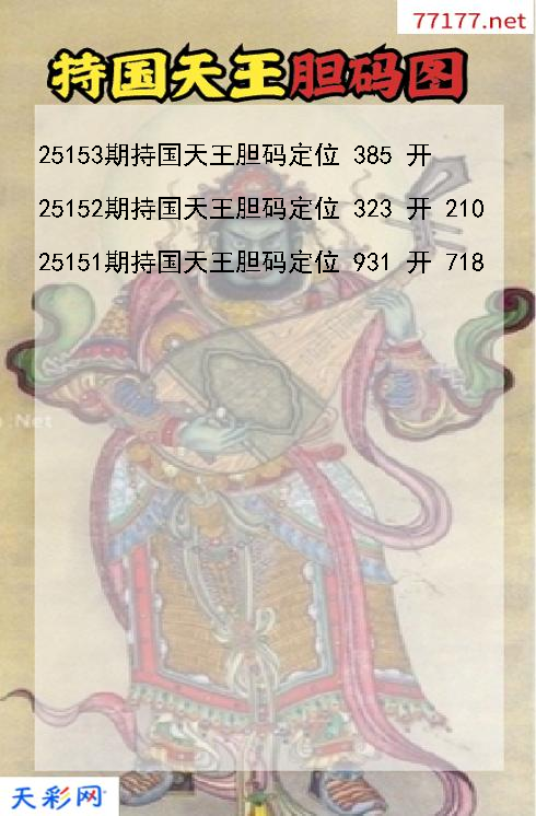 第25152期福彩3d持国天王胆码图