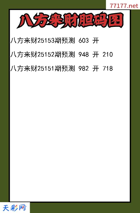 第25152期3d八方来财胆码图