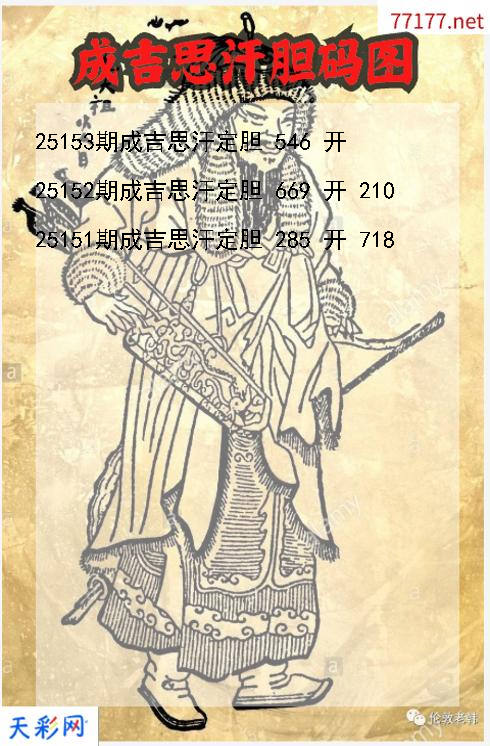成吉思汗第25152期3d胆码图