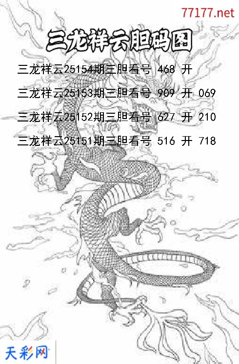 第25153期福彩3d三龙祥云胆码图