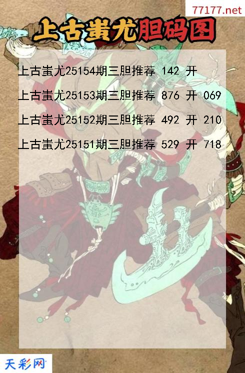 福彩3d上古蚩尤第25153期胆码图