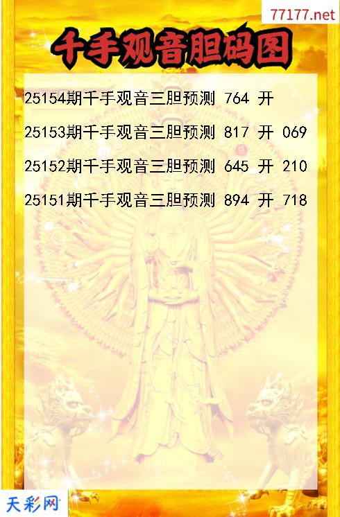 第25153期千手观音福彩3d胆码图