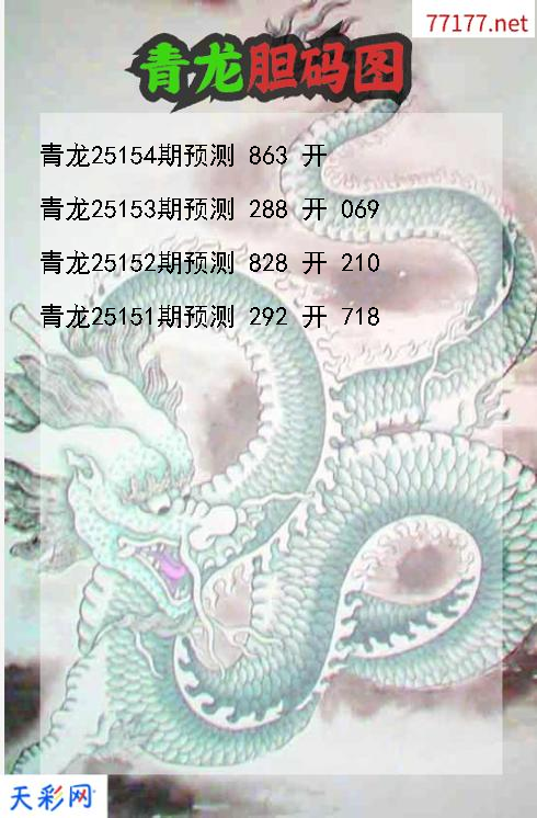 青龙第25153期福彩3d胆码图