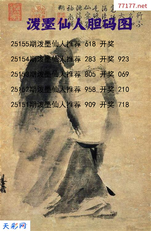 福彩3d第25154期泼墨仙人胆码图