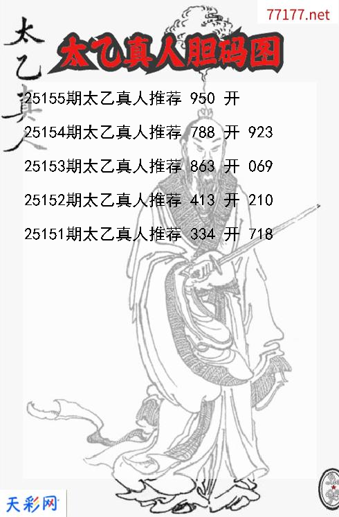 福彩3d太乙真人第25154期胆码图