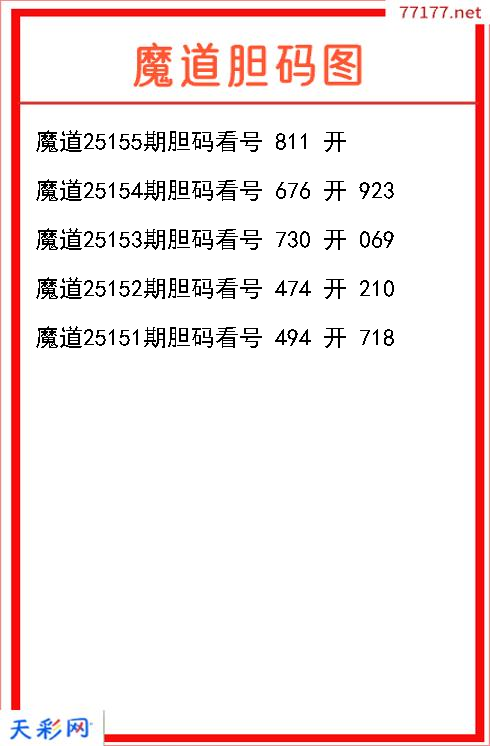 3d魔道第25154期胆码图