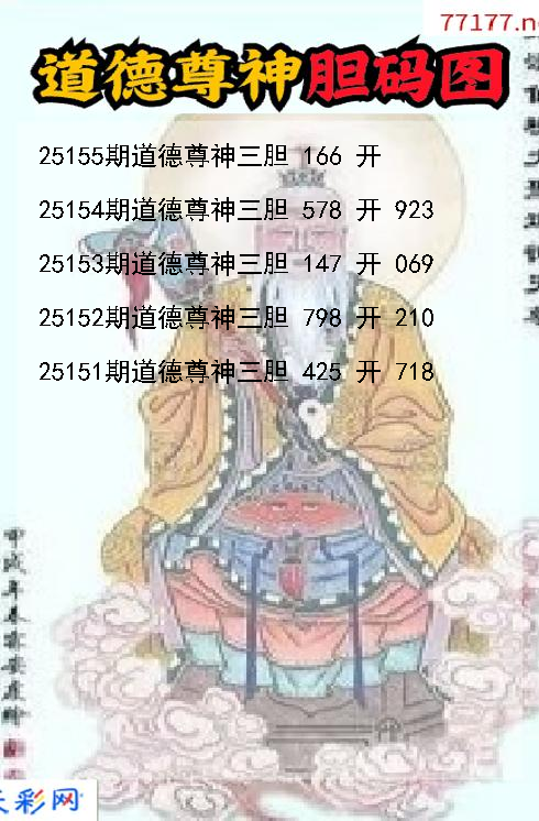 3d道德尊神第25154期胆码图