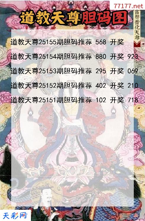 3d第25154期道教天尊胆码图