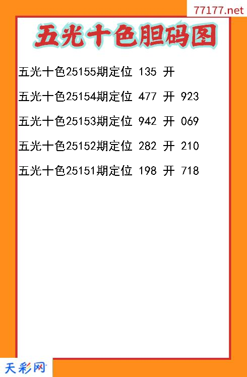 3d五光十色第25154期胆码图