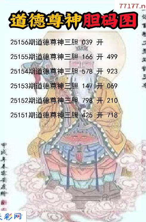 3d道德尊神第25155期胆码图