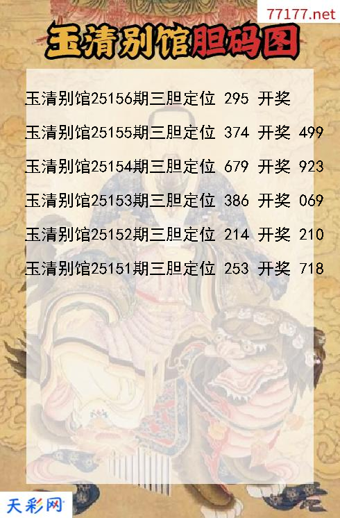 第25155期玉清别馆3d胆码图