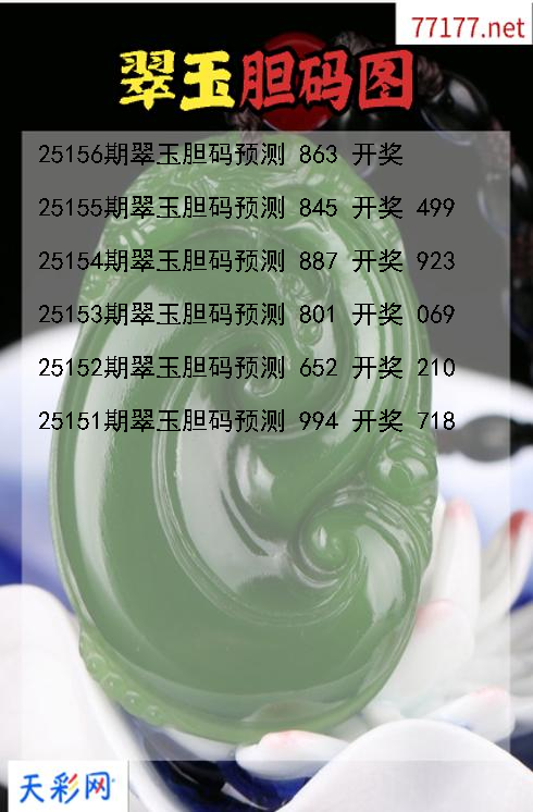 3d翠玉第25155期胆码图