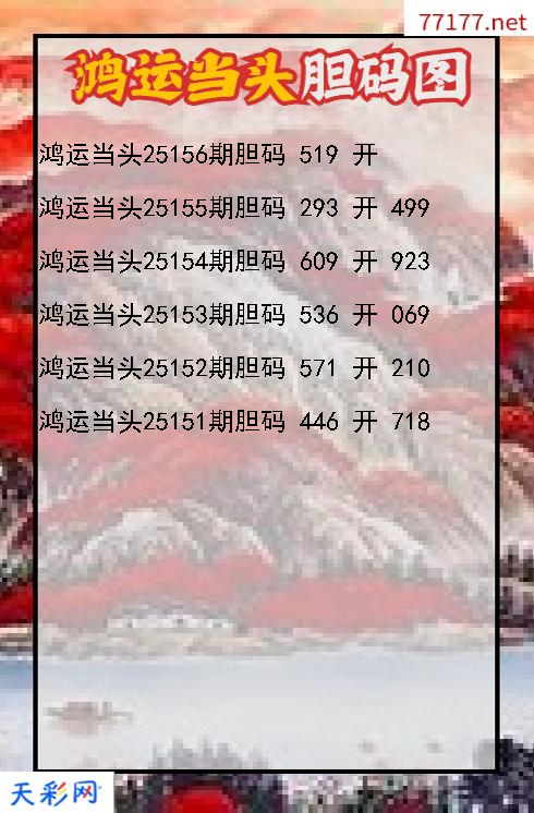 鸿运当头第25155期3d胆码图