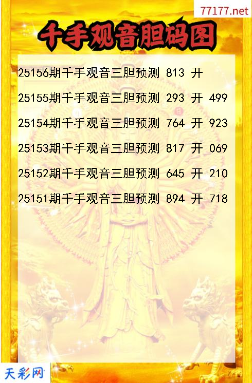 第25155期千手观音福彩3d胆码图