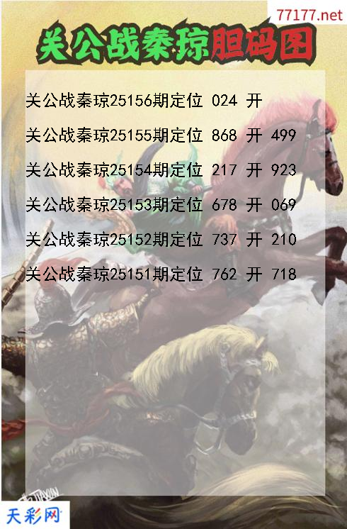 第25155期3d关公战秦琼胆码图