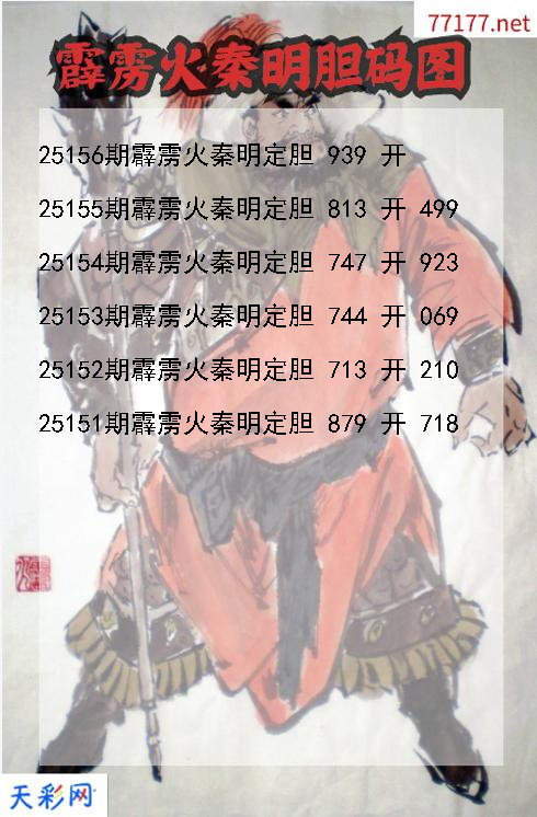 霹雳火秦明第25155期福彩3d胆码图