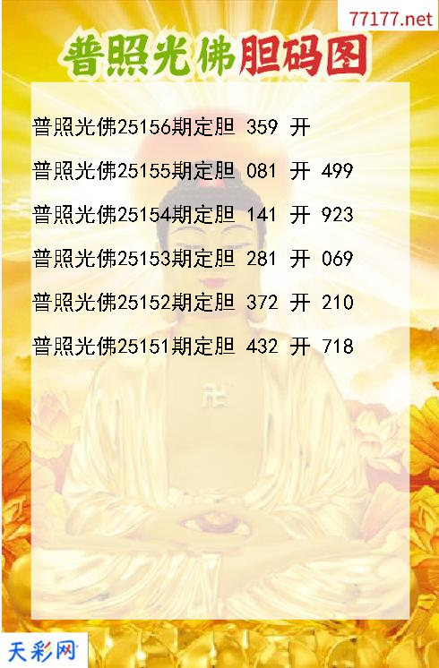 福彩3d普照光佛第25155期胆码图