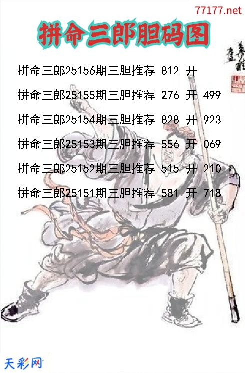 拼命三郎第25155期福彩3d胆码图
