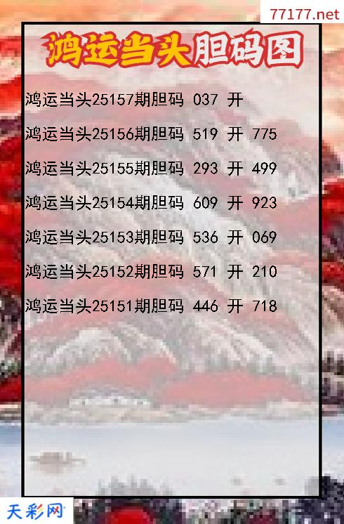 鸿运当头第25156期3d胆码图