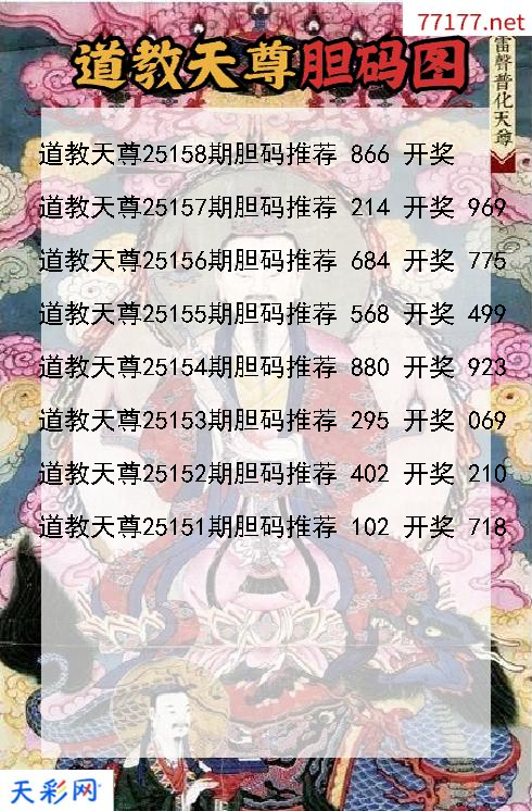 3d第25157期道教天尊胆码图