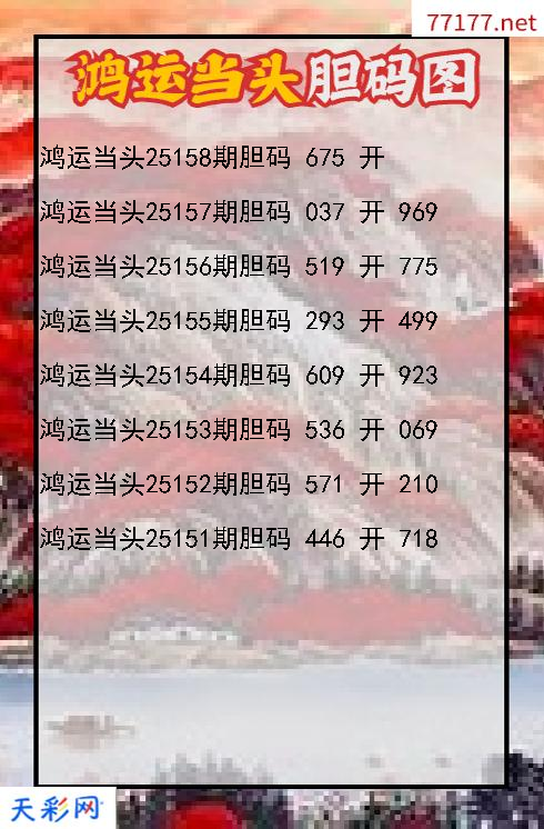 鸿运当头第25157期3d胆码图
