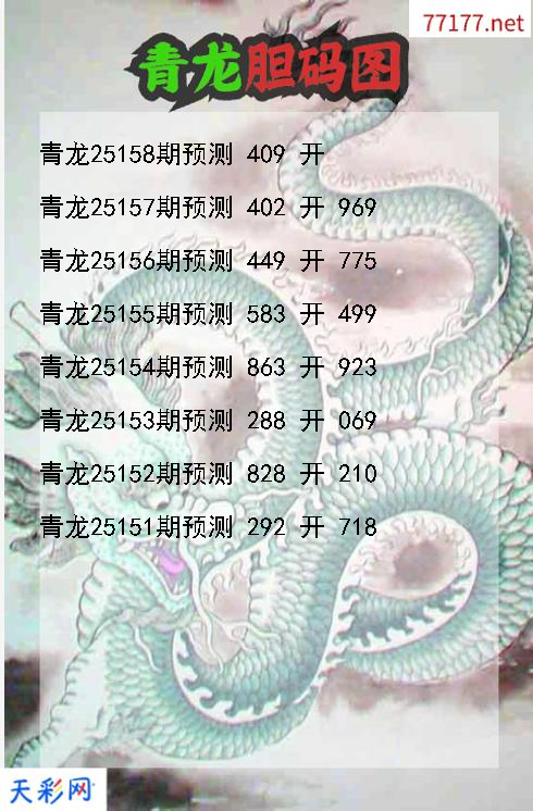 青龙第25157期福彩3d胆码图