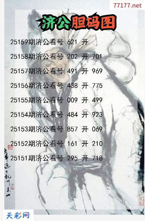 第25158期3d济公胆码图