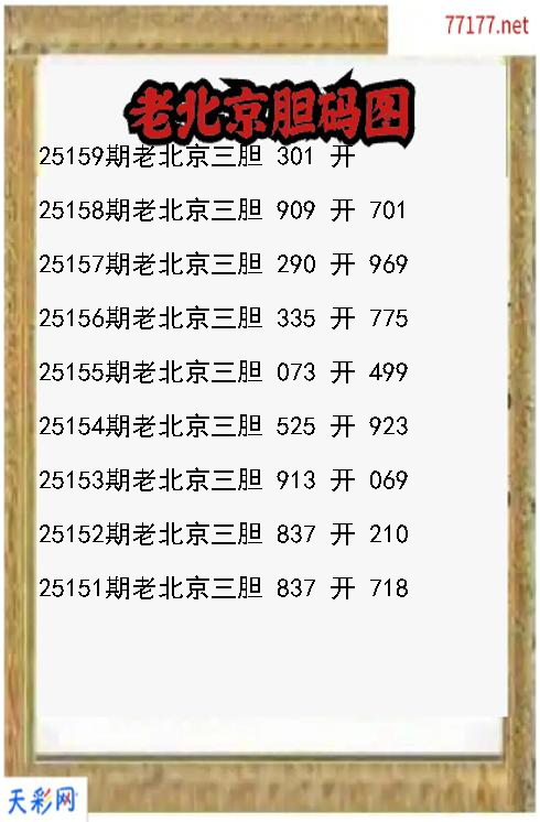 第25158期福彩3d老北京胆码图