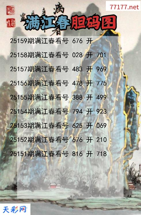 福彩3d第25158期满江春胆码图