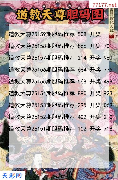 3d第25158期道教天尊胆码图