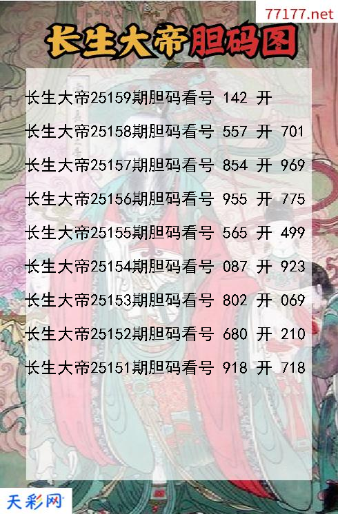 第25158期福彩3d长生大帝胆码图