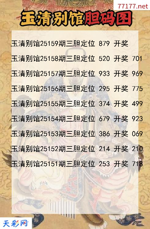 第25158期玉清别馆3d胆码图
